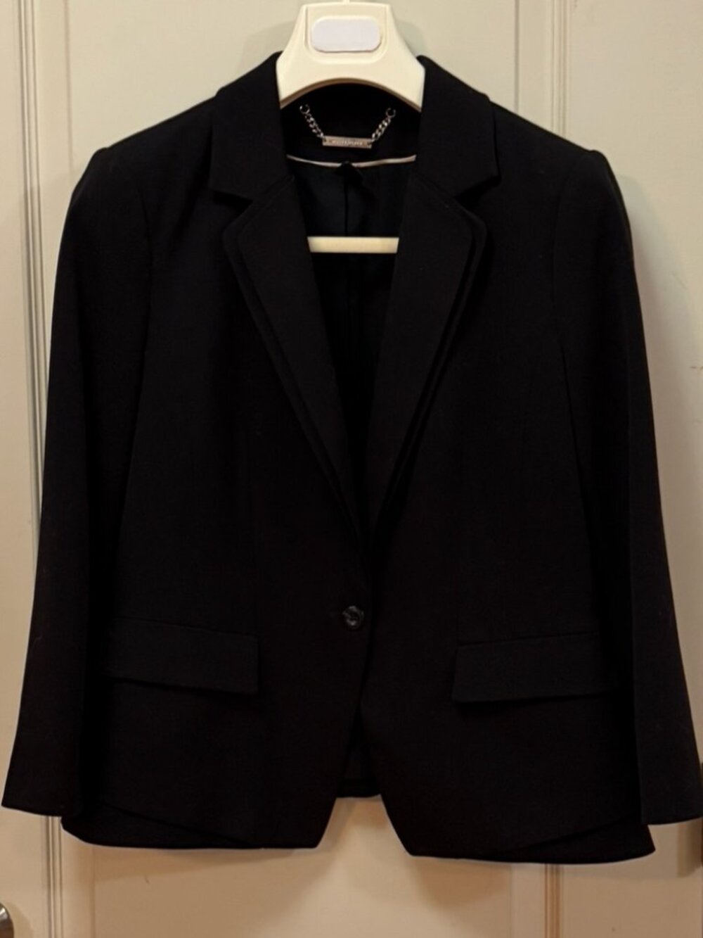 White House Black Market Women's Size 12 Single Button Double Lapel Blazer Black
